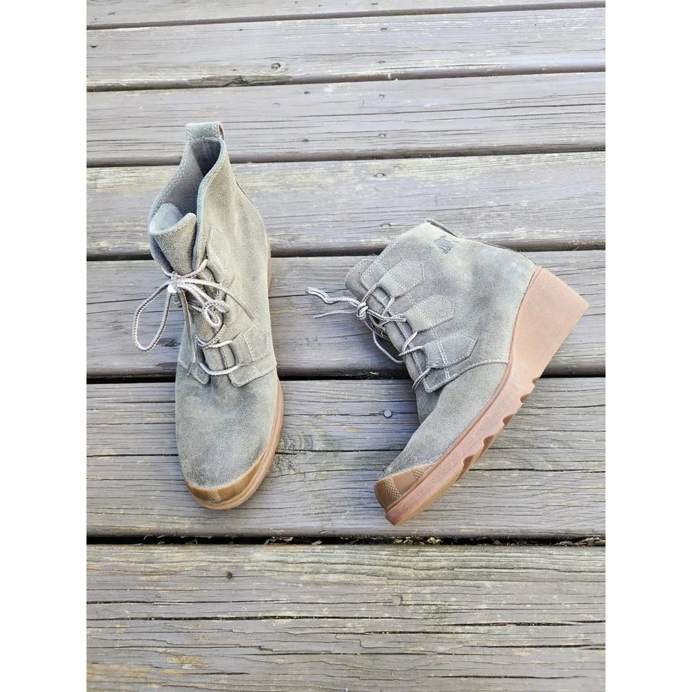 Sorel Toronto‎ Wedge Ankle Boots Major Oiled Suede Lace Up NL2115-245 Size 9